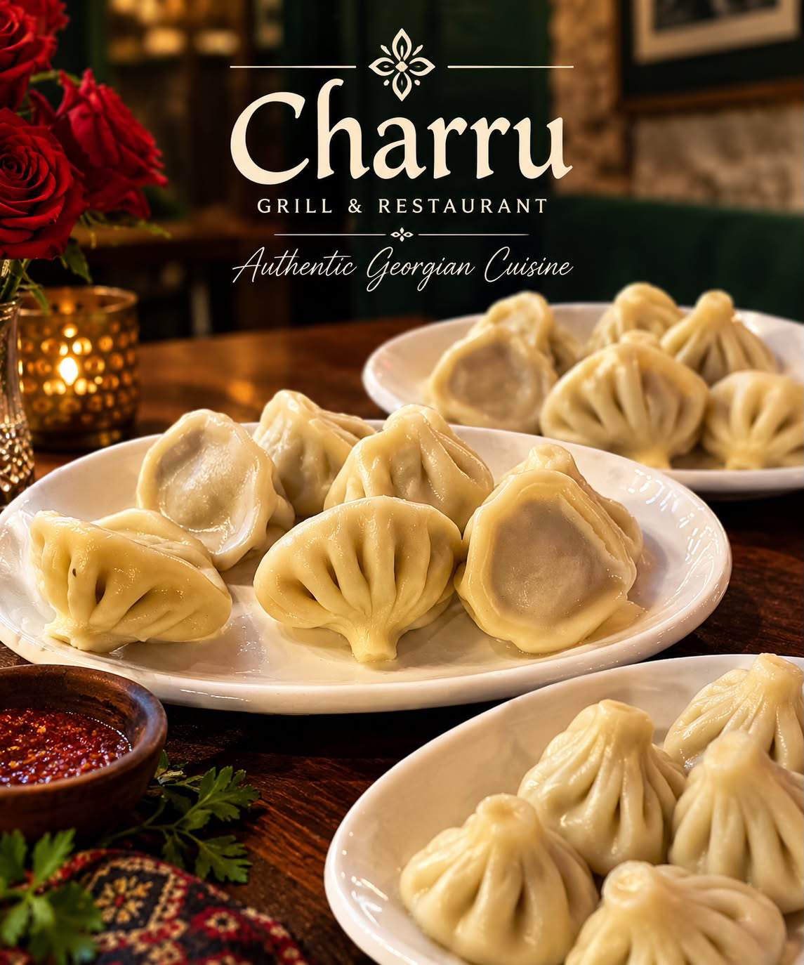 Georgian khinkali at Charru