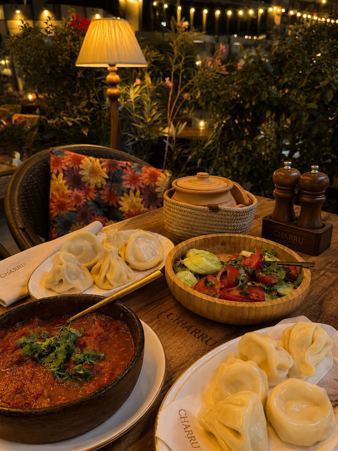 Georgian food table at Charru Tbilisi